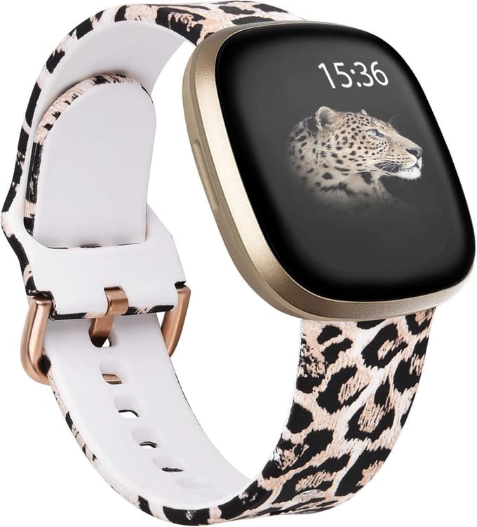 Strap-it Lucky Leopard Siliconen bandje - geschikt voor Fitbit Versa 3 en Fitbit Sense (1) - luipaard print