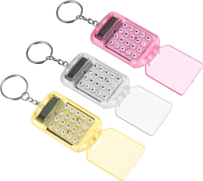 Mini Rekenmachine - Sleutelhanger Rekenmachine - Snelle Berekeningen - Met Sleutelring - 6.3 cm - Multi