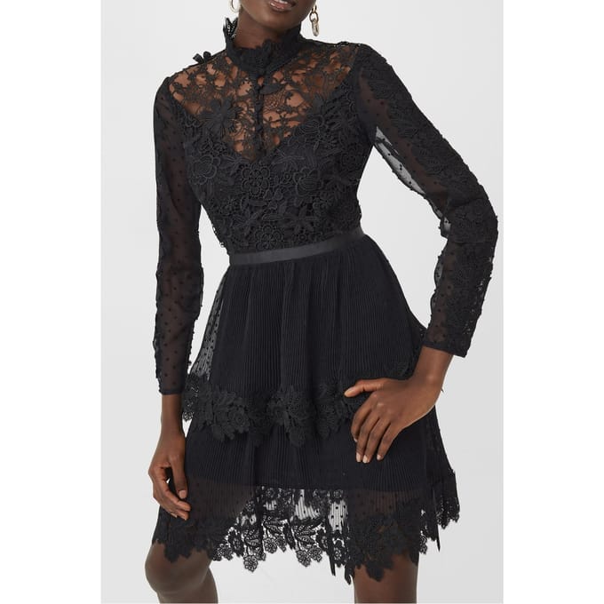 French Connection Gariana Lace Dress Black Größe: 6 | Minikleider Outlet | Damen | Schwarz