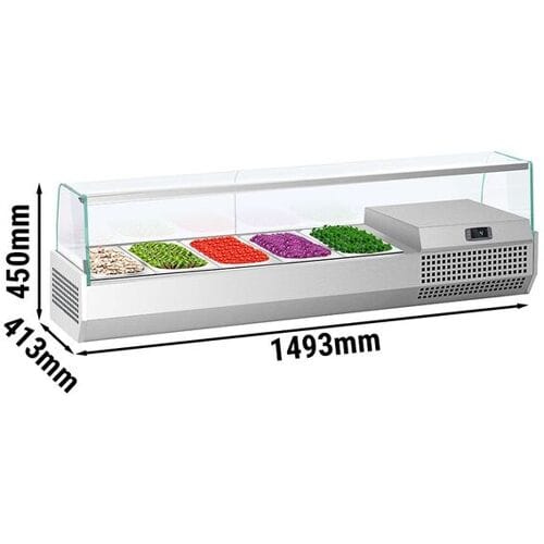 GGM Gastro Opzetkoelvitrine PREMIUM PLUS - met LED-verlichting - 1493x413mm - 5x GN 1/3 zilver