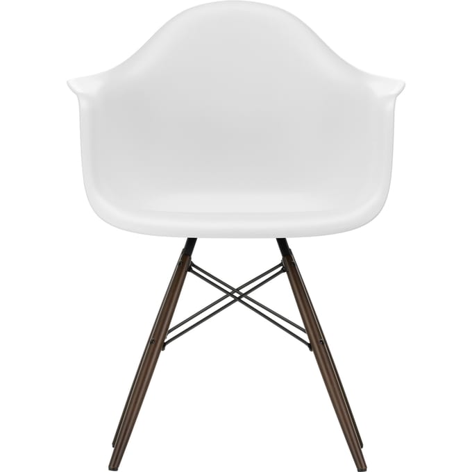 Vitra DAW Eames Plastic Armchair - katoen wit RE - donkere esdoorn