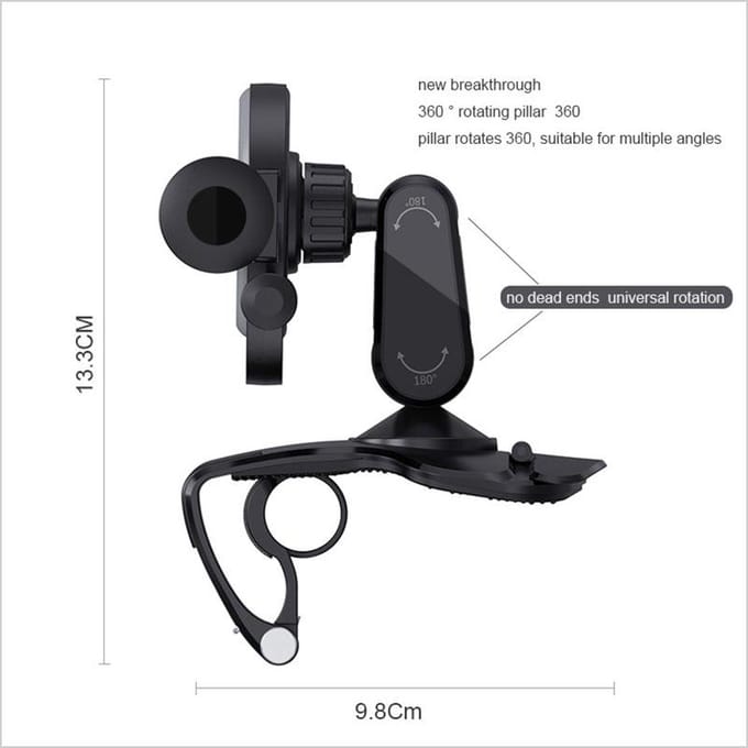 Auto Dashboard Telefoonhouder Parkeer Nummerplaat Auto Klem Handsfree 360 Graden Rotatie gray