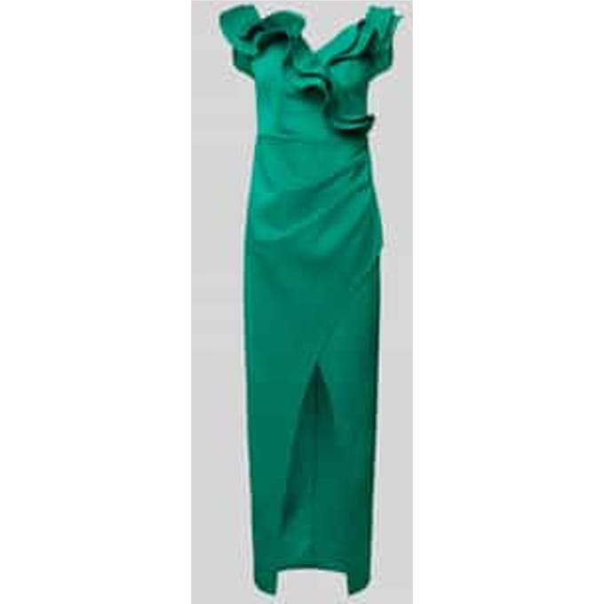 slim fit avondjurk met ruches