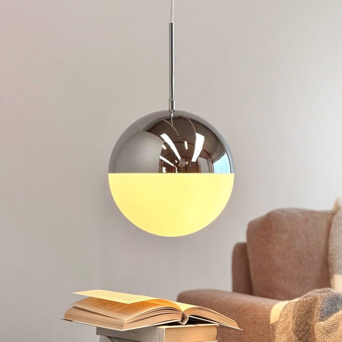Dyberg Larsen hanglamp Nova D25, opaal/chroom, metaal