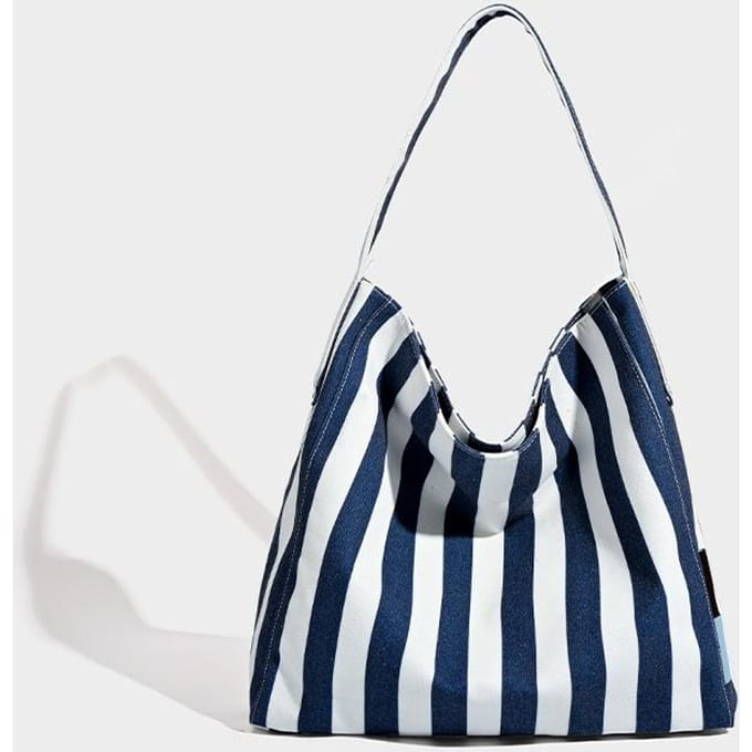 Losse Canvas Trail Tas Dames Gestreept Computer Tas Student Pendelaar Schoudertas gray
