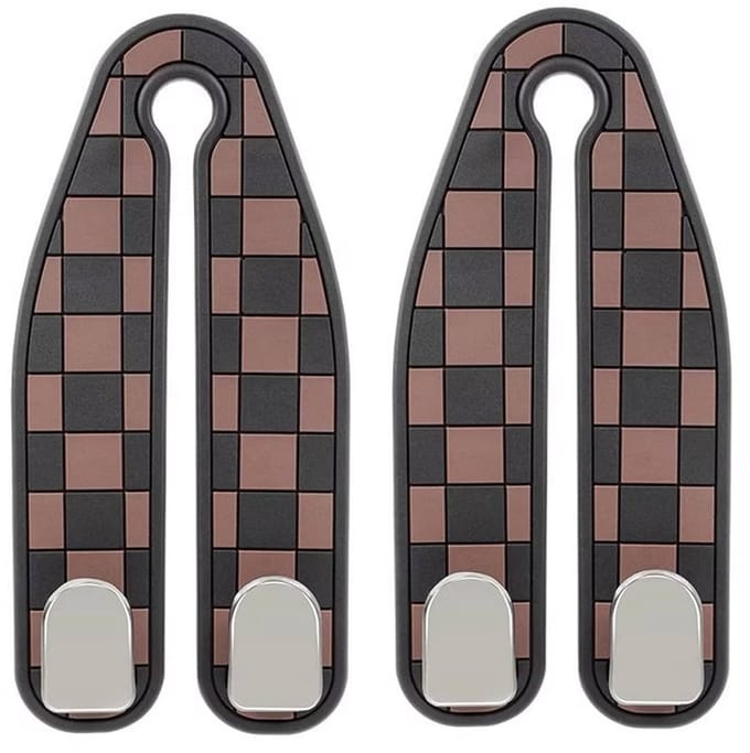 2 Pack - Auto Hoofdsteun Haakjes – Sterke Autostoel Hangers & Organizer Haken - Split Bruin