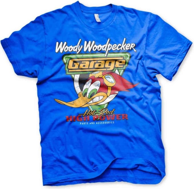 Woody Woodpecker Heren Tshirt -L- Garage Blauw