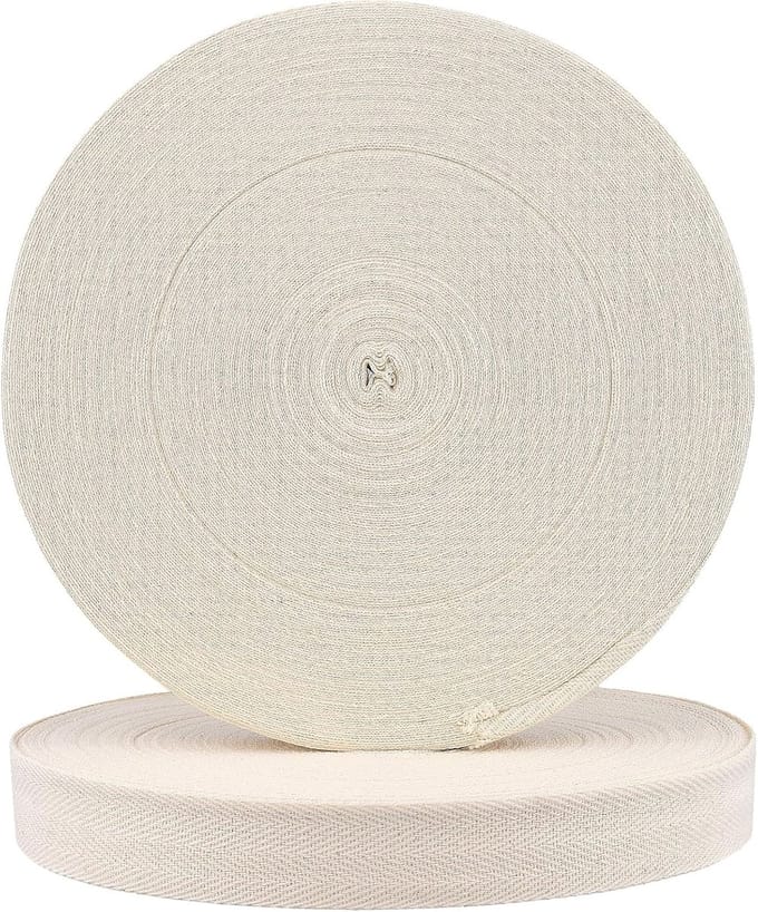 2 stuks 2.5cm x 50m Herringbone Katoenen Webbing, Ideaal voor Naaien, Handwerken en DIY-projecten
