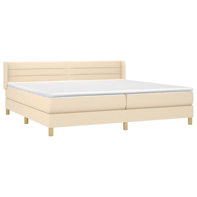 vidaXL - Boxspring - met - matras - stof - crèmekleurig - 200x200 - cm