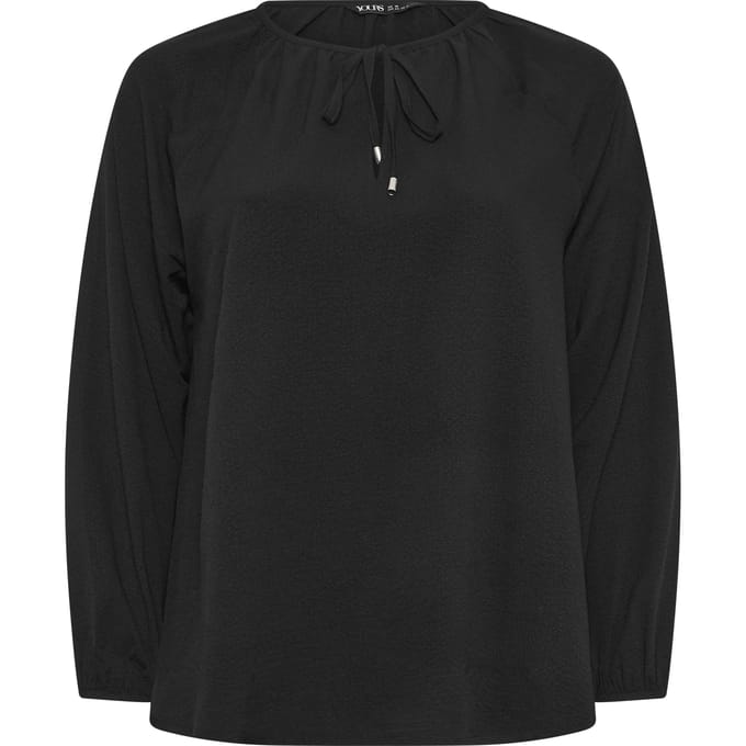 Yours Zwarte Zigeunerblouse Met Lange Mouwen Size 44