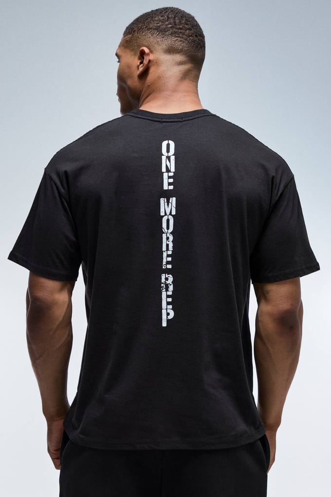 One More Rep Oversized T-Shirt | Black | Size Large