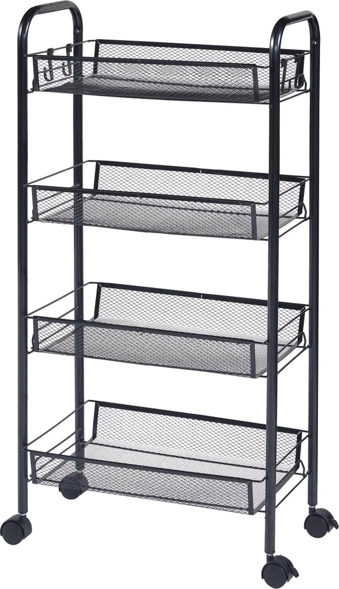 Keukentrolley Tromsø met 4 manden 83x44x26 cm zwart