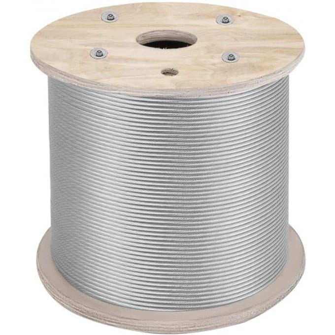 VEVOR 304 Roestvrijstalen Staalkabel, 1/4", 7x19, 200 Voet