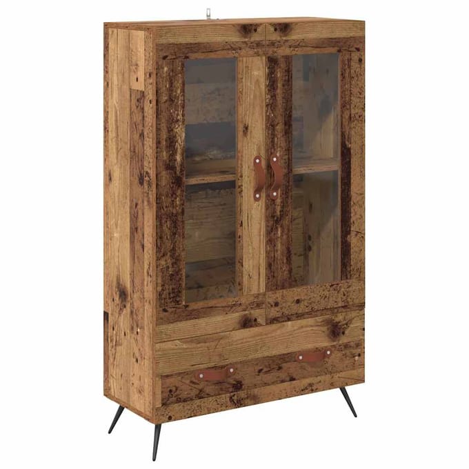 vidaXL Highboard Oud Hout 69,5 x 31 x 115 cm Geengineerd Hout en Glas