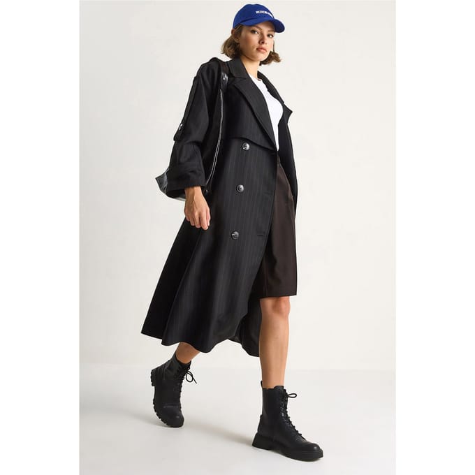Katoenen Midi Trenchcoat met Dubbele Knopenclosure