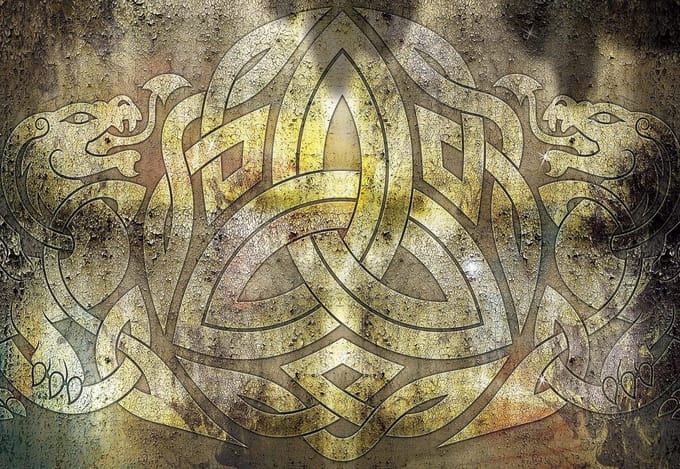 Fotobehang Celtic Pattern Rustic Texture | XL - 208cm x 146cm | 130g/m2 Vlies