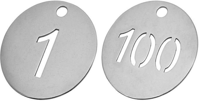 CombiCraft RVS labels met uitgespaarde getallen 1 t/m 100