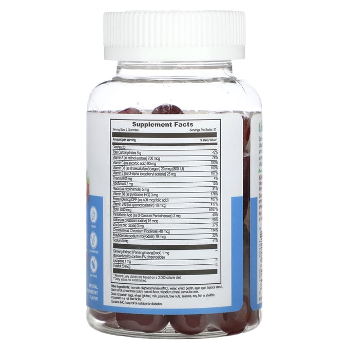 Lifeable, multivitamine gummies voor vrouwen, suikervrij, natuurlijke aardbeiensmaak, 60 gummies