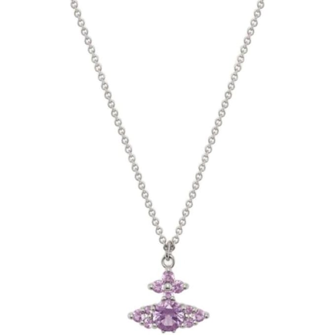 Vivienne Westwood Kreeftensluiting Ontwerp Messing Ketting Damesketting Zilver Lichtpaars 630203HO-02P250 Basic Packaging-Dust Bag+Box white