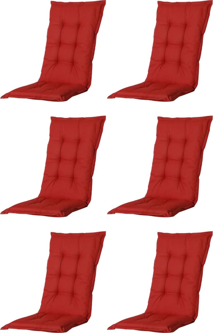 Madison - Tuinkussen - Universeel - Lage Rug - 6 st. - Basic Red - 105x50cm - Rood - Tuinstoelkussens - Standenstoel