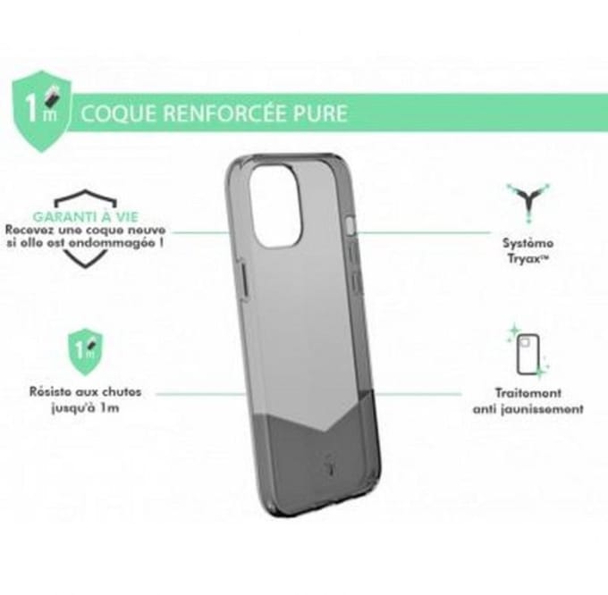 Force Case, Hoesje geschikt voor iPhone 12 Pro Max - PURE Versterkt, Transparant zwart