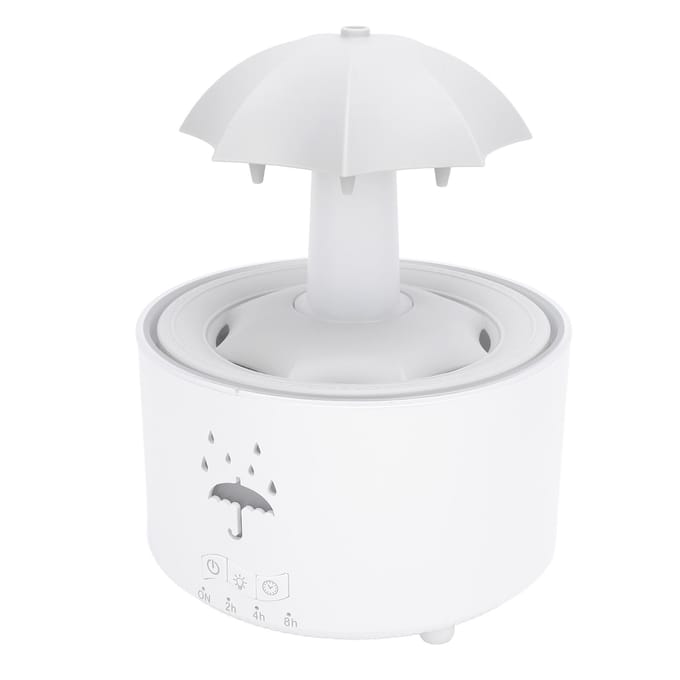 Roterende Paraplu Luchtbevochtiger 300ML Waterdruppel Effect Aromatherapie Essentiële Olie Diffuser met 7 LED wit