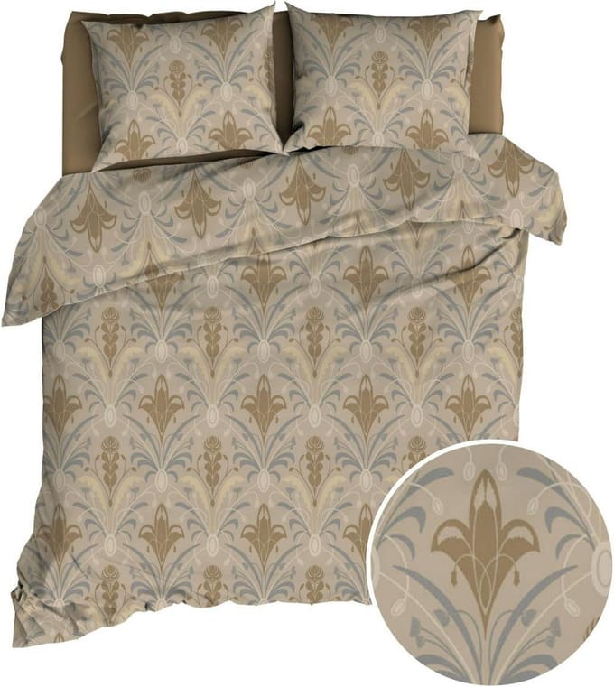 Satin d'Or Belgravia Dekbedovertrek - Extra breed - 260x200/220 cm - Beige/Grijs