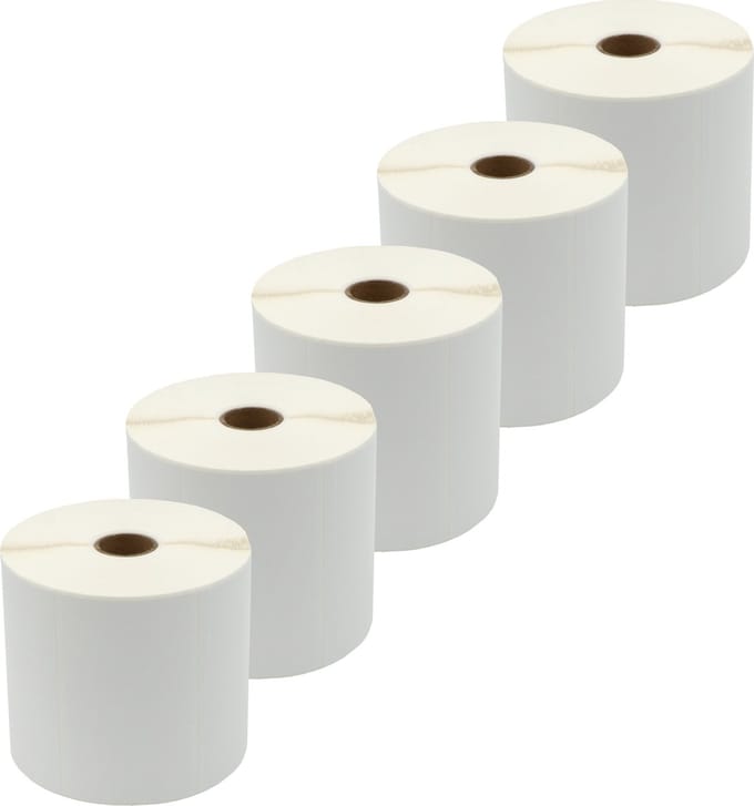 DULA Compatible Zebra Labels 100x60mm - 1250 etiketten per rol - kern 25mm - Wit - Permanent - 5 rollen