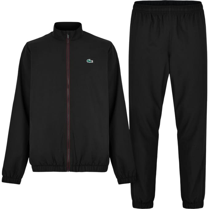 Lacoste Trainingspak met trechterhals en logo voor heren (Zwart/Espresso)