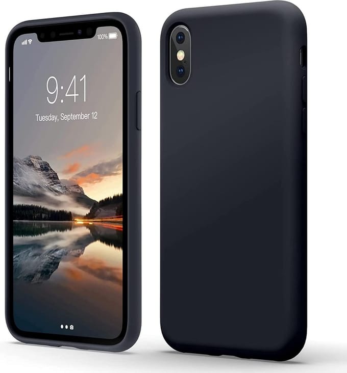 Solid hoesje Soft Touch Liquid Silicone Flexible TPU Cover - Geschikt voor: iPhone XS Max - Zwart