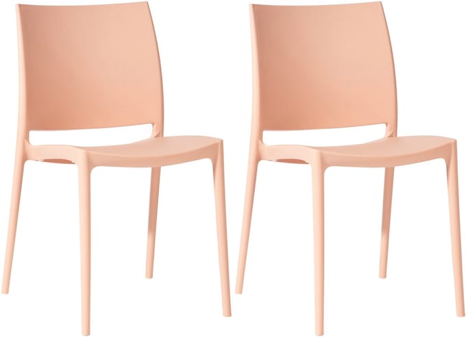 CLP Meton Set van 2 Tuinstoelen - Stapelbaar - Onderhoudsvriendelijk - Weerbestendig - perzik