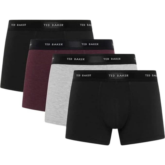 Ted Baker Effen boxershorts voor heren (Set van 4) (Zwart/Multikleurig)