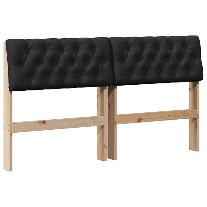 vidaXL Gestoffeerd hoofdbord Zwart 135 cm Massief grenenhout