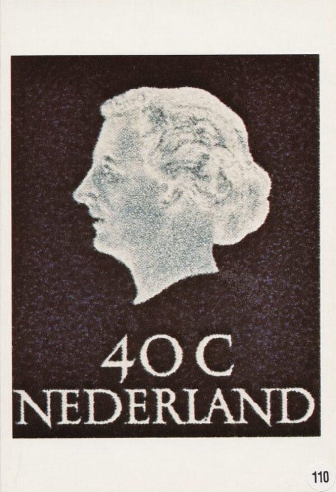 Briefkaart met afbeelding koningin Juliana postzegel