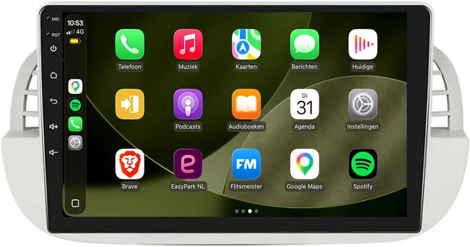 Carplay autoradio geschikt voor Fiat 500 | 2007 t/m 2015 | Android 13 | Draadloos Apple Carplay & Android Auto | 2GB + 32GB | 8-Core processor | Davilon | 2025 model | 2007 2008 2009 2010 2011 2012 2013 2014 2015 | Bluetooth & Wifi