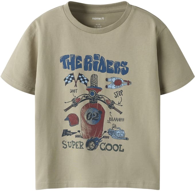NAME IT - NMMBO SS NREG TOP BOX - Jongens - T-shirts - beige - maat 86