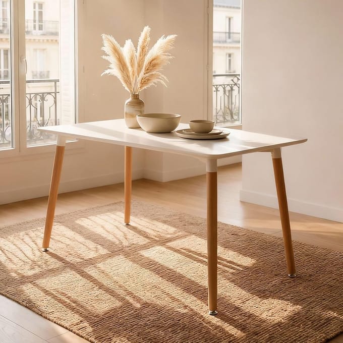Eettafel - Eetkamertafel - Keuken Woonkamer - Scandinavisch Design - 120 x 70 cm - Wit
