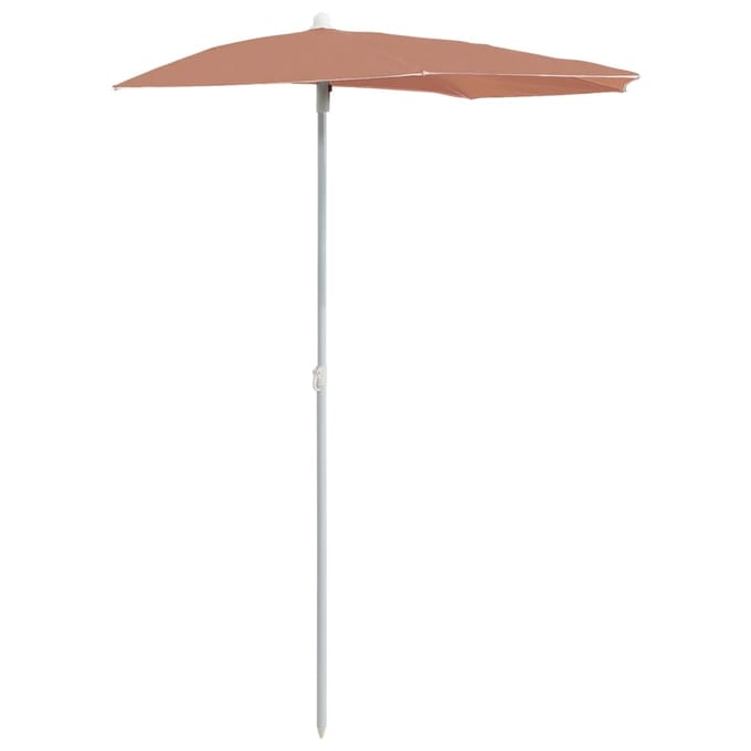 vidaXL - Parasol - half - met - paal - 180x90 - cm - terracottakleurig