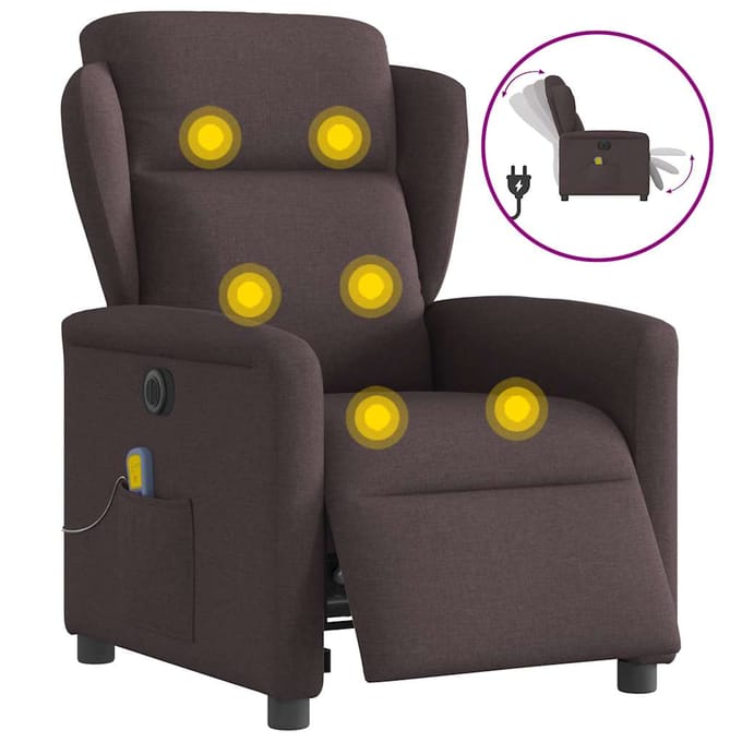vidaXL - Massagestoel - elektrisch - verstelbaar - stof - donkerbruin