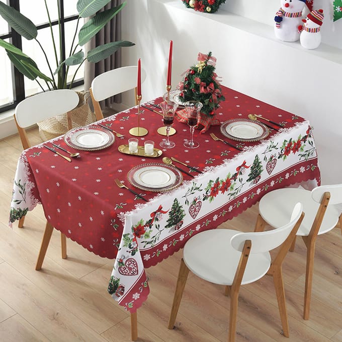 Nappe de Noël réutilisable rectangulaire en polyester imperméable de 1,5 x 1,8 m M Type 1