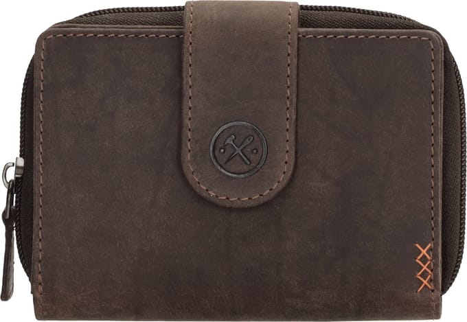 Hide & Stitches Idaho Portemonnee Dames - Wallet voor Dames - Portefeuille van 100% Leder - Donkerbruin