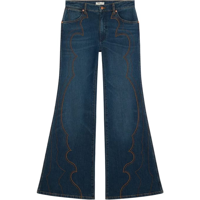 Vrouwelijke Flared Jeans Wrangler Western 70s