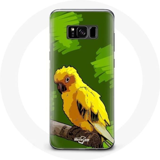 Coque - Samsung - Galaxy S8 - Oiseaux de Perruches - Jaune - Souple - Protection jaune