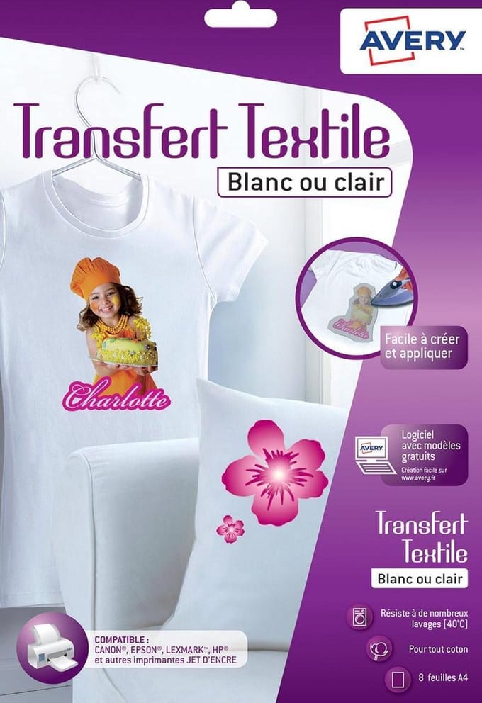 transferfolie Avery t-shirt A4 transparant doos a 8 vel