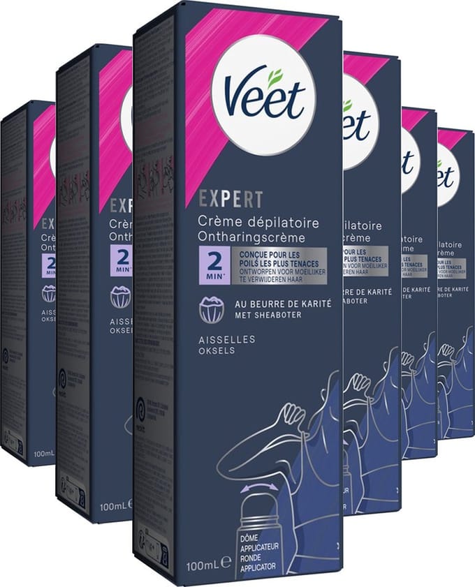 Veet - Expert - Ontharingscreme Oksels 100ml - 6 Stuks - Voordeelverpakking