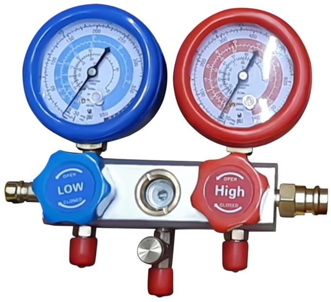 Complete Vacuümpomp Set voor Airco Service en Reparatie - Inclusief Manifold Meter