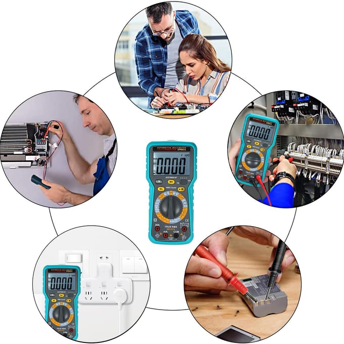 6000 Count LCD Digitale Automotive Multimeter True RMS Universele Tester met Zaklamp veelkleurig