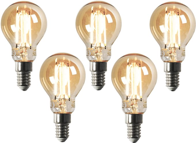 LUEDD Set van 5 Smart E14 LED lamp P45 goud 4,9W 470 lm 1800-4000K