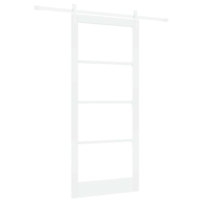 vidaXL - Schuifdeur - 93 - x - 211 - cm - Massief - grenenhout - en - glas - Wit