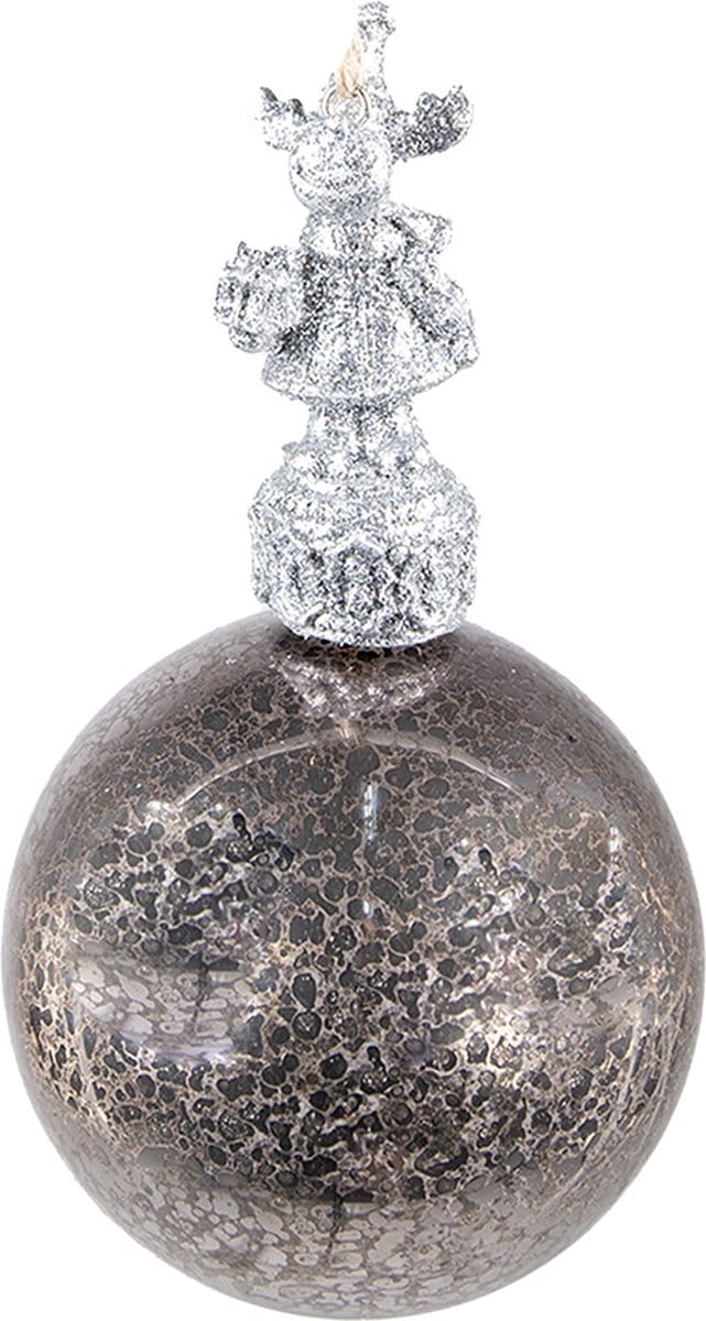 Clayre & Eef Kerstbal Overig Ø 7 cm Zilverkleurig Glas Kerstballen